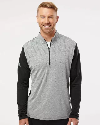 Adidas® Men's Heather Block Print Quarter Zip Pullover Shirt