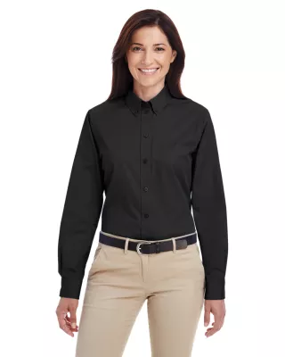 Harriton Ladies' Foundation Cotton Long-Sleeve Twill Shirt with Teflon™