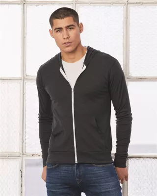 Bella+Canvas® Unisex Lightweight Hooded Full-Zip Sweater