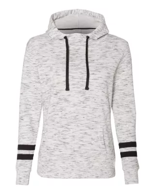 J. America® Women's Melange Fleece Striped Sleeve Hooded Sweatshirt