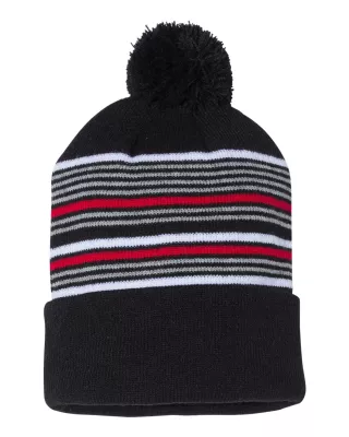 Sportsman™ 12" Striped Pom-Pom Cuffed Beanie