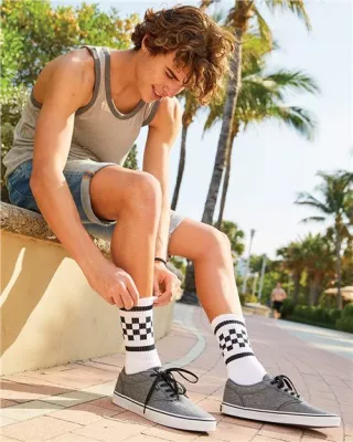 SOCCO USA-Made Checkered Crew Socks