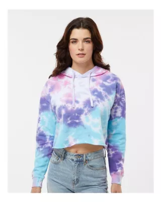 COLORTONE® Women's Tie-Dyed Crop Hooded Sweatshirt