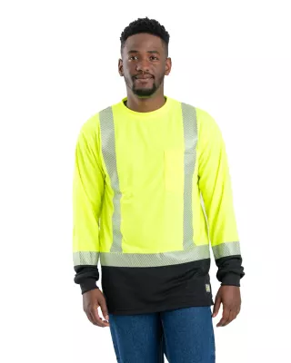 Berne Apparel Men's Hi-Vis Class 3 Color Blocked Long-Sleeve T-Shirt