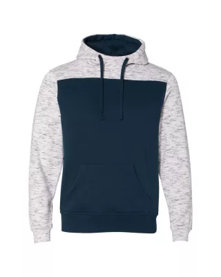 J AMERICA Adult Melange Color Blocked Hooded Sweatshirt