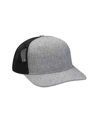 Adams Cap Heather Woven/Soft Mesh Trucker Style Cap