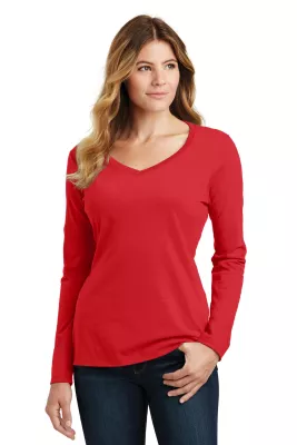 Port & Co™ Women's Long Sleeve Fan Favorite V-Neck Tee.