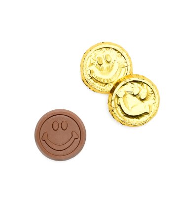 Case of 250 Smiley Face Belgian Milk Chocolate Coins