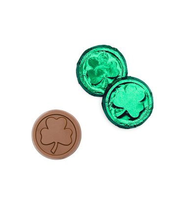 Case of 250 St Patrick Shamrock Chocolate Coins