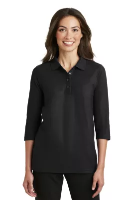 Port Authority® Women's Silk Touch™ 3/4-Sleeve Polo.