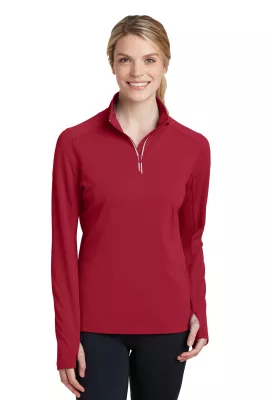 Sport-Tek® Women's Sport-Wick® Textured 1/4-Zip Pullover.
