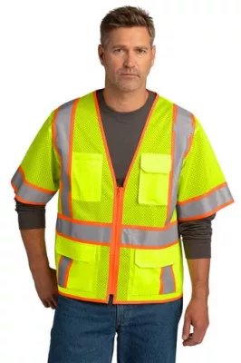 CornerStone ® ANSI 107 Class 3 Surveyor Mesh Zippered Two-Tone Short Sleeve Vest.