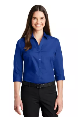 Port Authority® Women's 3/4-Sleeve Carefree Poplin Shirt.