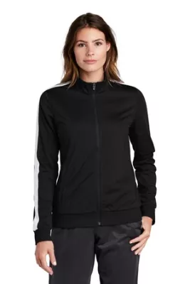 Sport-Tek ® Ladies Tricot Sleeve Stripe Track Jacket.