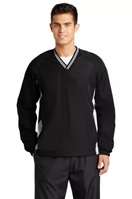 Sport-Tek® Tipped V-Neck Raglan Wind Shirt.