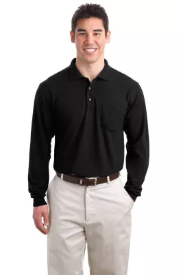 Port Authority® Long Sleeve Silk Touch™ Polo with Pocket.