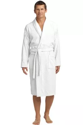 Port Authority® Checkered Terry Shawl Collar Robe.