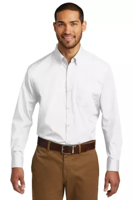 Port Authority® Tall Long Sleeve Carefree Poplin Shirt.