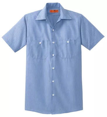 Red Kap® Short Sleeve Striped Industrial Work Shirt.