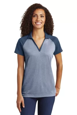 Sport-Tek ® Women's PosiCharge ® RacerMesh ® Raglan Heather Block Polo.