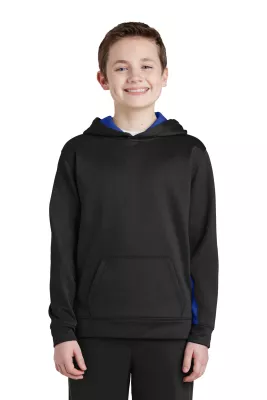 Sport-Tek® Youth Sport-Wick® Fleece Colorblock Hooded Pullover.