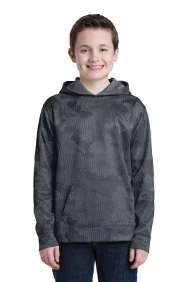 Sport-Tek® Youth Sport-Wick® CamoHex Fleece Hooded Pullover.
