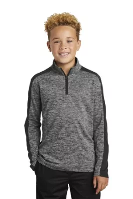 Sport-Tek ® Youth PosiCharge ® Electric Heather Colorblock 1/4-Zip Pullover.