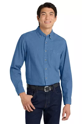 Port Authority® Tall Long Sleeve Denim Shirt.