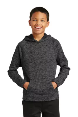Sport-Tek® Youth PosiCharge® Electric Heather Fleece Hooded Pullover.