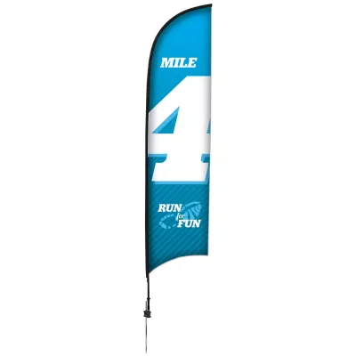 13' Premium Razor Sail Sign Flag, 1-Sided, Ground Spike