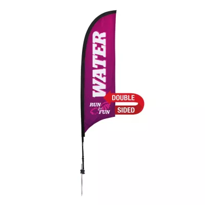 7' Premium Razor Sail Sign Flag, 2-Sided, Ground Spike