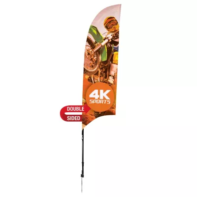 7' Streamline Razor Sail Sign Flag, 2-Sided, Ground Spike