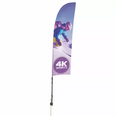 7' Streamline Blade Sail Sign Flag, 1-Sided, Ground Spike