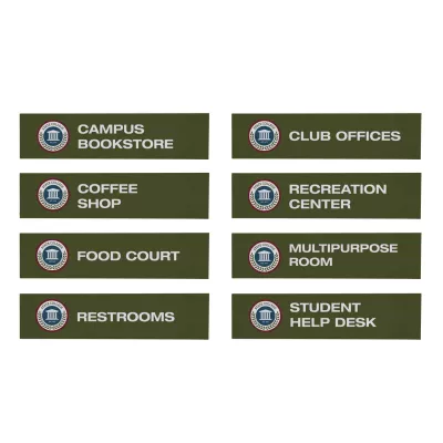 Wayfinding Rectangle Sign Post Set of Eight Graphic Signs