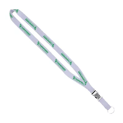 IMPORT 3/4" Polyester Lanyard with Woven Ribbon and Metal Slide Buckle