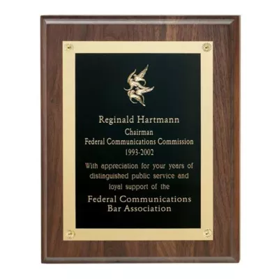 Walnut Plaque w/Gold Edge Plate