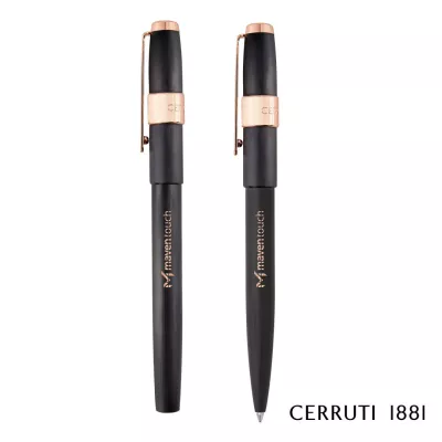 Cerruti 1881® Block Brushed Ballpoint & Rollerball Pen Set