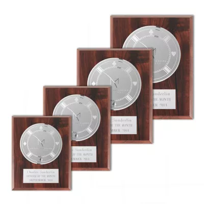 Etch/Frosted Plaq - Walnut Finish/Silver