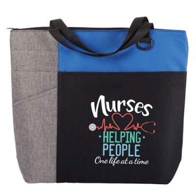Nurses: Helping People One Life at a Time Blue Ashland Tote Bag