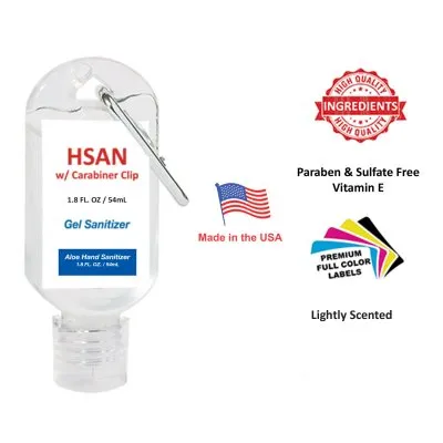 1.8oz Hand Sanitizer Gel w/ Carabiner