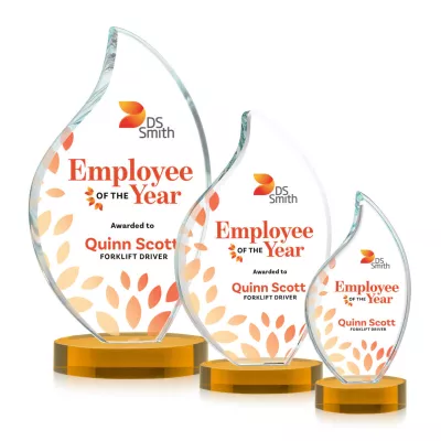 Odessy Flame VividPrint™ Award on Alberton Base - Amber