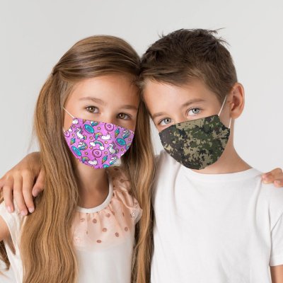 Reusable 2 Ply Child Face Mask With Pocket For Filter, Full Color Print ( Ages 5-8 )