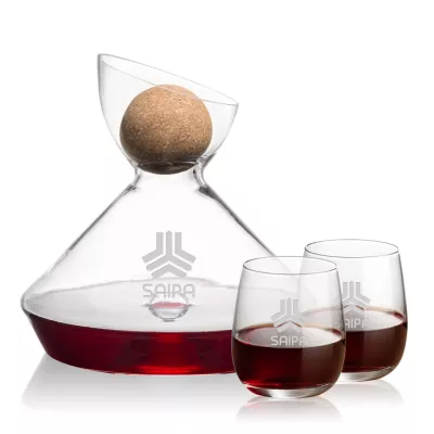 Woodbury Carafe w/Cork Stopper & Crestview Stemless Wine