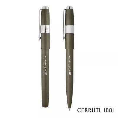 Cerruti 1881® Block Brushed Ballpoint Pen & Fountain Pen Set