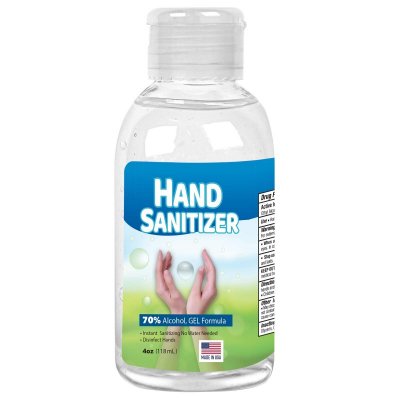 Custom Label GEL Hand Sanitizer 4oz bottle 70% Alcohol USA Made