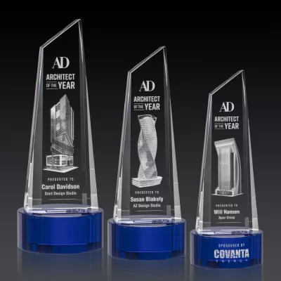 Akron Tower 3D Award on Base - Blue