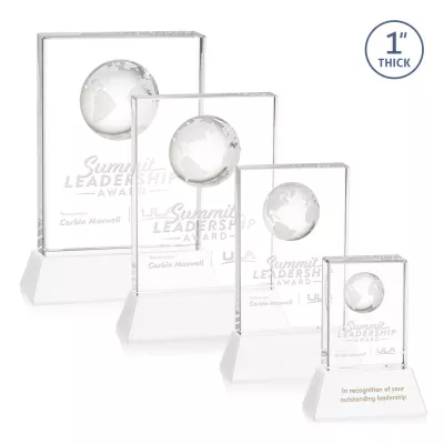 Ambassador Globe Award on Base - White