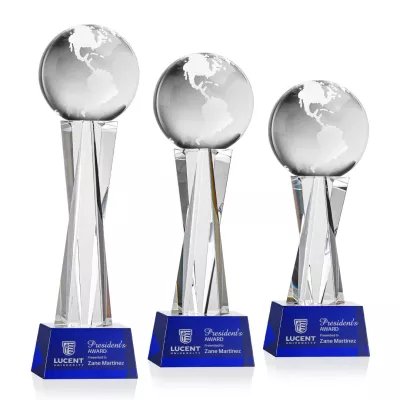 Globe Award on Grafton Base - Blue
