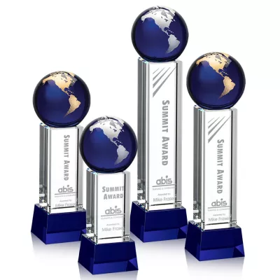 Luz Globe Award on Base - Blue/Gold