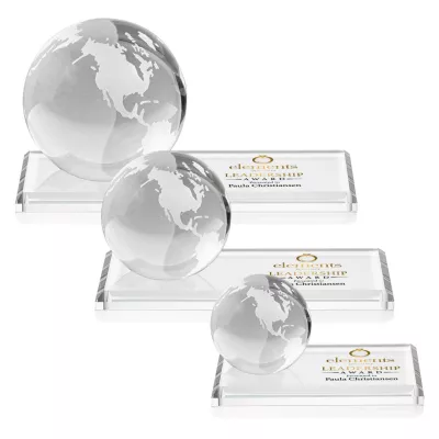 Globe VividPrint™ Award on Rectangle Base - Clear